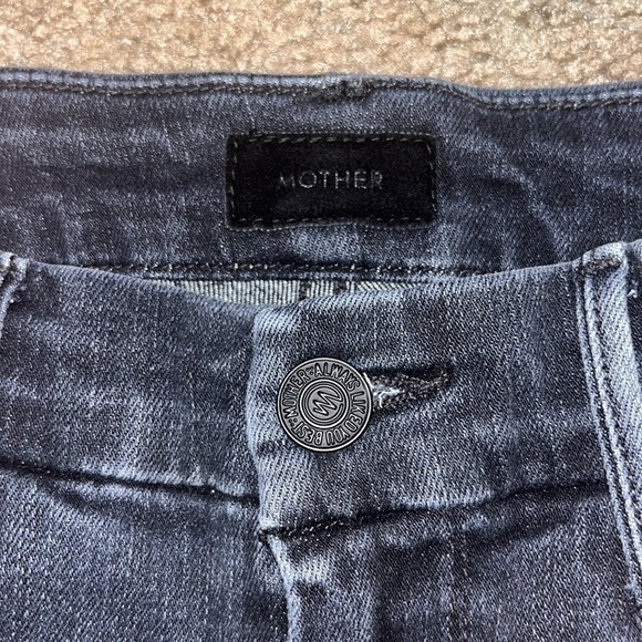 MOTHER High Waisted Looker Ankle Skinny Leave The Light On Washed Black 24 - Picture 8 of 11